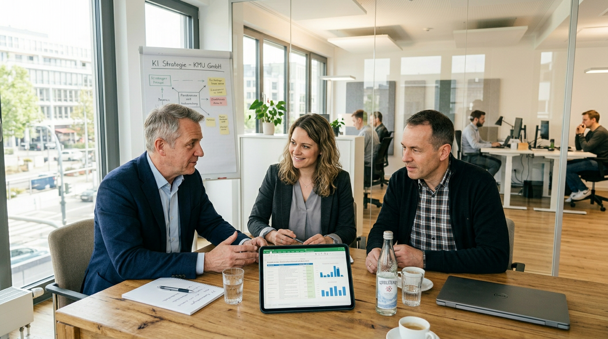 Besprechung Geschäftsleitung und Abteilungsleitung KI Projekte Mittelstand