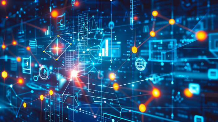 Grafik mit Daten und Schnittstellen und Softwareanwendungen