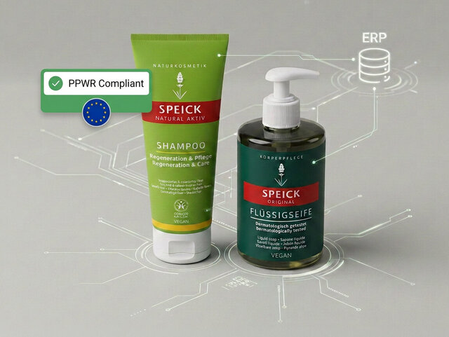 Speick PPWR Nachweis Foto mit Speick Verpackungen