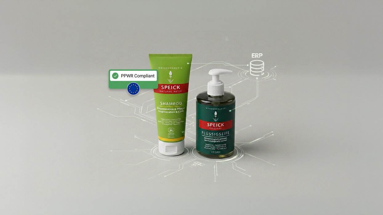Speick Produkte, deren PPWR Konformität mittels einer Software von SYSTECS bestätigt sind. 